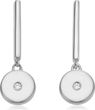 Monica Vinader Sterling Silver Linear Solo Drop Diamond Earrings Diamond