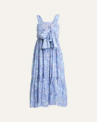 Chlo&eacute; Painted Flowers Cotton Maxi Dress