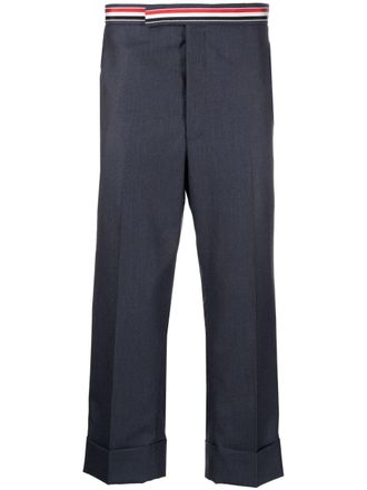 Thom Browne RWB-band cropped trousers - Blue