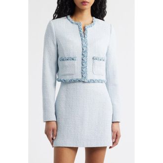 LoveShackFancy Azula Crop Tweed Jacket in Wild River at Nordstrom, Size 12