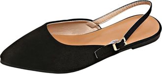 Generic Slingback Shoes for Women Pointed Toe Pumps Solid Color Stylish Elegant Comfortable Breathable Classic Dress Shoes with Buckle Strap Casual Work