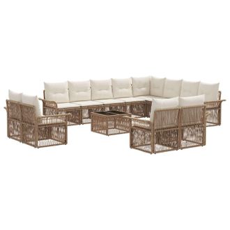 vidaXL Conjunto De Sof&aacute;s De Jard&iacute;n 13 Pcs Beige Y Blanco Crema Vidaxl