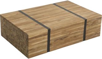 Beliani Beliani - Mesa De Centro De Madera Maciza De Teca Con Ruedas Rectangular Industrial R&uacute;stica Gander