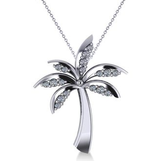 Allurez Diamond Summer Palm Tree Pendant Necklace 14k in White Gold at Nordstrom, Size 18
