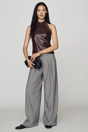 Maeve Avery Wide-Leg Pleated Trousers by Maeve Pants