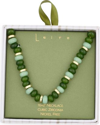Leith Beaded Necklace in Green Multi- Gold at Nordstrom Rack