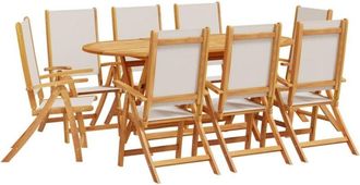 vidaXL Vidaxl - 9 Piece Garden Dining Set Solid Wood Acacia and Textilene
