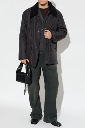 Maison Margiela Jacket With Fur Collar, Mens, Black