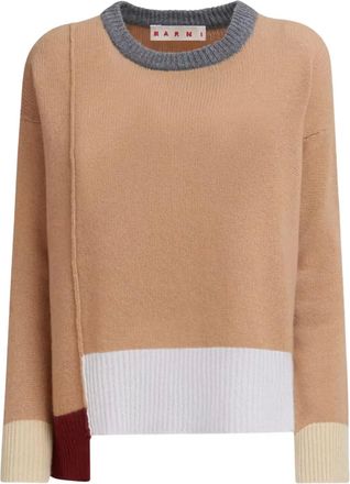 Marni colour-block asymmetric jumper - women - Cashmere - S - Neutrals
