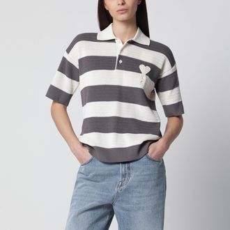 Ami Ami de Coeur striped cotton knit polo shirt