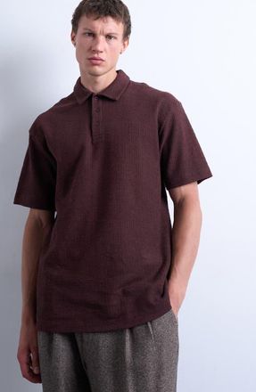 Topman Textured Cotton Polo in Brown at Nordstrom, Size Xx-Large