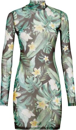 Philipp Plein Kleedjes, Dames, Groen, L, Polyester, Mini Dress Hawaii