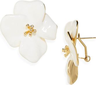 Shashi Bloom Large Drop Earrings in Gold/White at Nordstrom