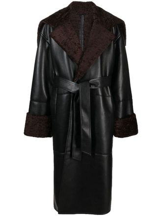 Nanushka Cappotto Alessi lungo con cintura - Nero