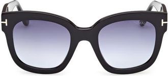 Tom Ford Beatrix 52mm Gradient Geometric Sunglasses in Shiny Black /Gradient Blue at Nordstrom