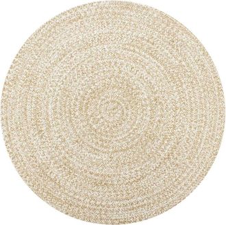 vidaXL Alfombra De Yute Tejida A Mano Blanco Y Natural 90 Cm Vidaxl