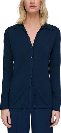 Lafayette 148 New York Button Front Silk-Blend Polo Cardigan