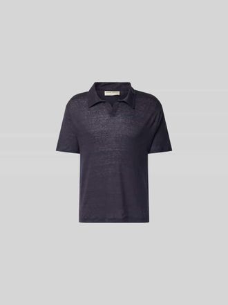 Officine G&eacute;n&eacute;rale Regular Fit Poloshirt aus reinen Leinen in Marine, Gr&ouml;&szlig;e XXL