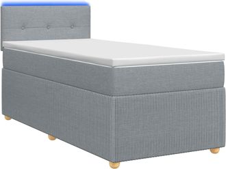 vidaXL Cama Con Base Tapizada, Colch&oacute;n Y Luz Led Gris Claro Tela Vidaxl