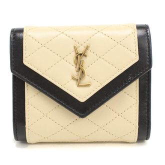 Saint Laurent Beige Leather Wallet (Tri-Fold) (Pre-Owned)