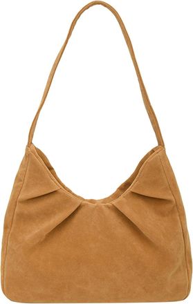 Generic Women PU Pleated Underarm Bag Shoulder Bag Handbag for Work Travel(Khaki) (Khaki)