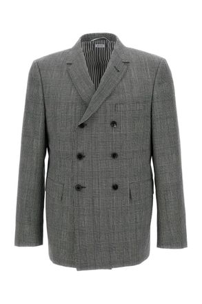 Thom Browne Multicolor Double-Breasted Houndstooth Wool Blazer
