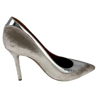 Malone Souliers Pre-owned Womens Pointed Pumps in Silver Velvet - Size EU 38