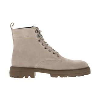 Hogan Lace-up Boots, male, Gray, Size: 8 1/2 US Hogan Mens Suede Lace-Up Boots