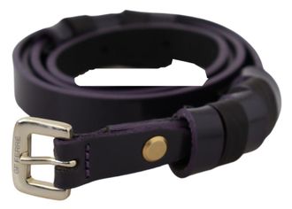 Gianfranco Ferre Leather Thin gold Metal Chrome Buckle Womens Belt