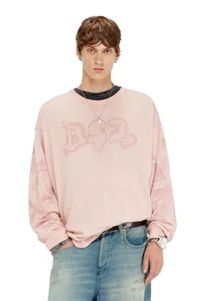 Diesel Relaxed long sleeve tee with blotched print - T-Shirts - Man - Pink