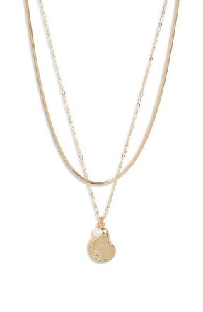 Nordstrom Demi Fine Set of 2 Shell & Freshwater Pearl Necklace in 14K Gold Plated at Nordstrom