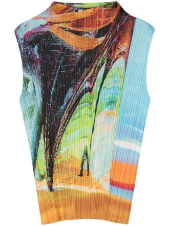 Pleats Please Issey Miyake Tropical Winter sleeveless top - Blue
