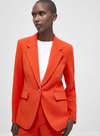 Contemporaine Womens Soft piqué-textured gold-button jacket