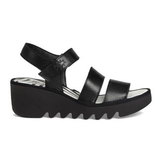FLY London BEXY575FLY Mousse Leather Womens Heels Sandals - Black - Size:UK 6