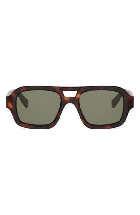 Celine 3 Dots 53mm Pilot Sunglasses in Dark Havana /Green at Nordstrom