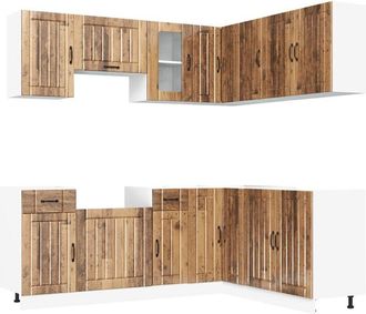 vidaXL Vidaxl - Mueble Cocina Lucca Madera Vieja 11 Pzas Madera Contrachapada