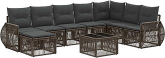 vidaXL Conjunto De Sof&aacute;s De Jard&iacute;n 9 Uds. Gris Y Gris Oscuro Vidaxl