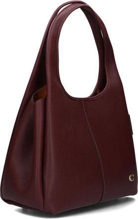 Coach Tassen, Dames, Bruin, ONE Size, Wol, Rode leren schoudertas Lana