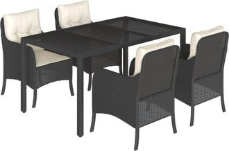vidaXL Set De Muebles Jard&iacute;n 5 Pzas Con Cojines Rat&aacute;n Sint&eacute;tico Negro Vidaxl