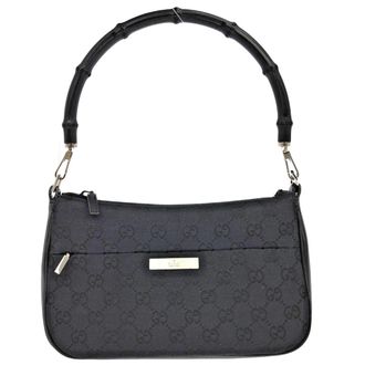 Gucci Bamboo Bullet Gg Canvas Black Canvas Handbag (Pre-Owned)