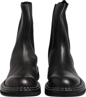 Dolce & Gabbana Black Leather Mid Calf Boots Flats Mens Shoes
