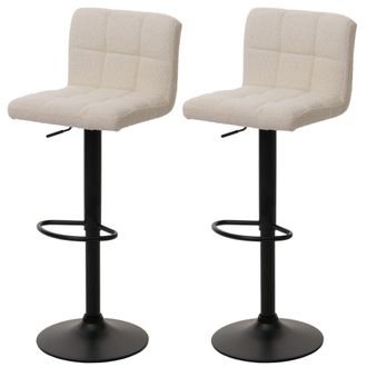 Hhg [nunca Usado] Lote De 2 Taburetes De Bar Hhg-852, Taburete De Barra Taburete De Bar, Altura Regulable Giratorio, Tejido Boucle (450g/m&sup2;) Mvg, Crema-be