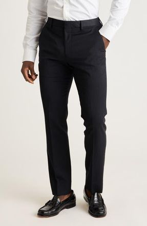 Bonobos Jetsetter Flat Front Hemmed Stretch Wool Dress Pants in Charcoal at Nordstrom, Size 30 X 32