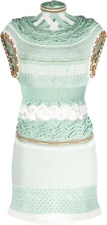 Mame Bamboo basket-pattern dress - women - Cotton/Rayon/Paper Yarn/Linen/Flax/Nylon/Polyester - 2 - Green