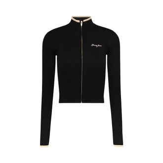 Tommy Jeans TJW Metallic Zip-Up Top - Dames - Truien - Zwart - Maat: XS
