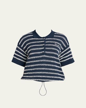 Moncler Short-Sleeve Cotton Terry Polo Top