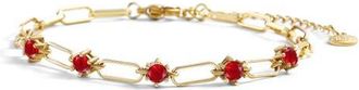Mint & Lily Paperclip Bracelet with Gemstone Accents in January Garnet /6.5 at Nordstrom