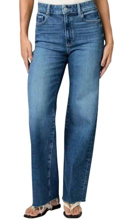 Paige Anessa With Twisted Outseam Panel Raw Hem Jeans In Hollyhock
