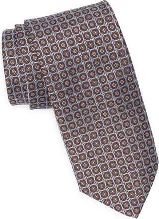 David Donahue Neat Silk Tie in Chocolate at Nordstrom