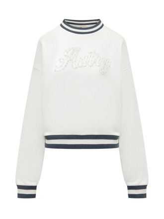 Autry White Embellished Crew Neck Sweatshirt
